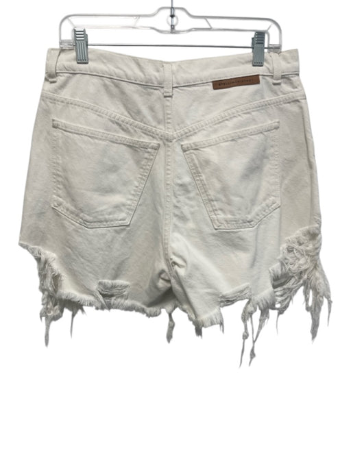 Stella McCartney Size 30 White Cotton High Rise Distressed Zip Fly Shorts White / 30