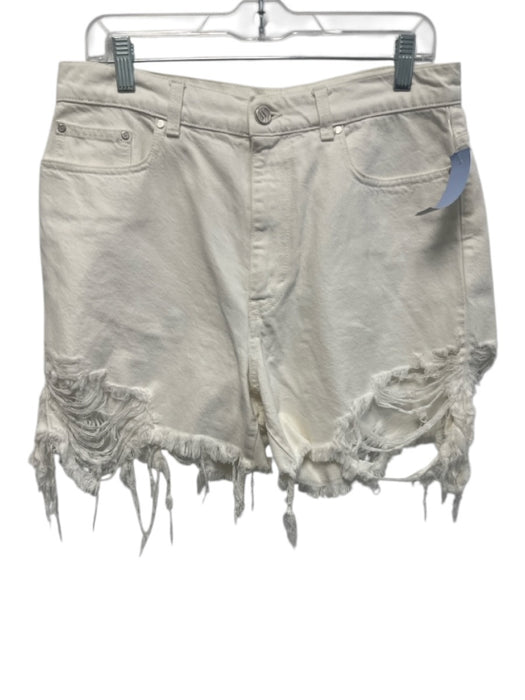 Stella McCartney Size 30 White Cotton High Rise Distressed Zip Fly Shorts White / 30
