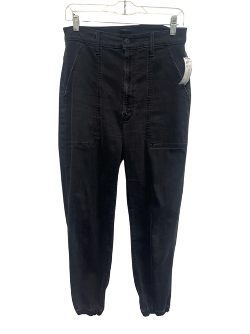 Mother Size 29 Black Cotton High Rise Zip Fly Cinched Ankle Jeans Black / 29