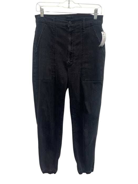 Mother Size 29 Black Cotton High Rise Zip Fly Cinched Ankle Jeans Black / 29