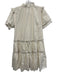 Hunter Bell Size S White & Black Ruffled Short Sleeve Below Knee Buttons Dress White & Black / S