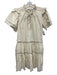 Hunter Bell Size S White & Black Ruffled Short Sleeve Below Knee Buttons Dress White & Black / S