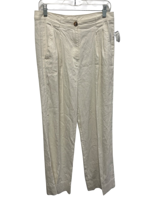 A.L.C. Size 8 White Linen & Cotton High Rise Zip Fly Trouser Pleats Pants White / 8