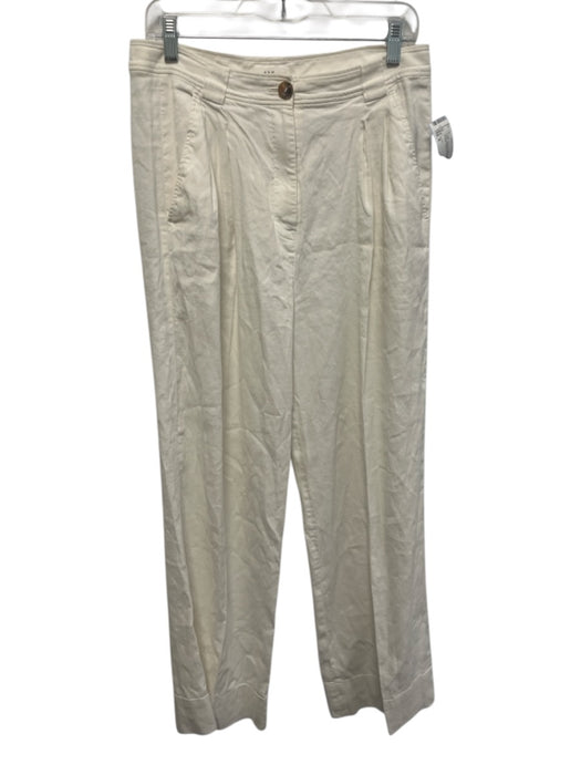 A.L.C. Size 8 White Linen & Cotton High Rise Zip Fly Trouser Pleats Pants White / 8