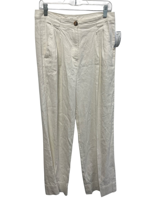 A.L.C. Size 8 White Linen & Cotton High Rise Zip Fly Trouser Pleats Pants White / 8