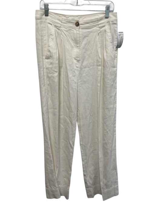 A.L.C. Size 8 White Linen & Cotton High Rise Zip Fly Trouser Pleats Pants White / 8
