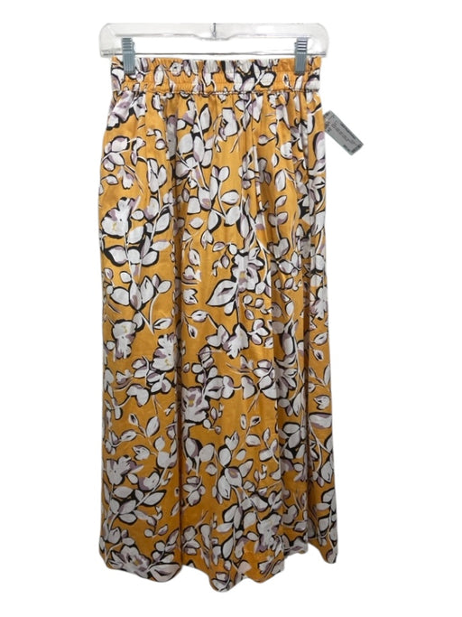 Buru Size M yellow, white, multi Cotton floral print Elastic Waist Maxi Skirt yellow, white, multi / M