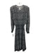 Misa Size Small Black & White Long Sheer Sleeves Floral Elastic Waist Midi Dress Black & White / Small