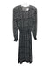 Misa Size Small Black & White Long Sheer Sleeves Floral Elastic Waist Midi Dress Black & White / Small