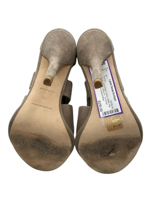 Balenciaga Shoe Size 38 Taupe Beige Suede Stiletto Slip On Caged Pumps Taupe Beige / 38