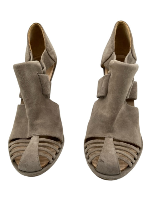 Balenciaga Shoe Size 38 Taupe Beige Suede Stiletto Slip On Caged Pumps Taupe Beige / 38