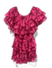 Misa Size M Pink & Red Polyester Abstract Print Off Shoulder Ruffle Dress Pink & Red / M