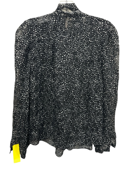 Rebecca Taylor Size 4 Black & White Silk & Cotton Long Sleeve Abstract Print Top Black & White / 4
