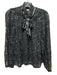 Rebecca Taylor Size 4 Black & White Silk & Cotton Long Sleeve Abstract Print Top Black & White / 4