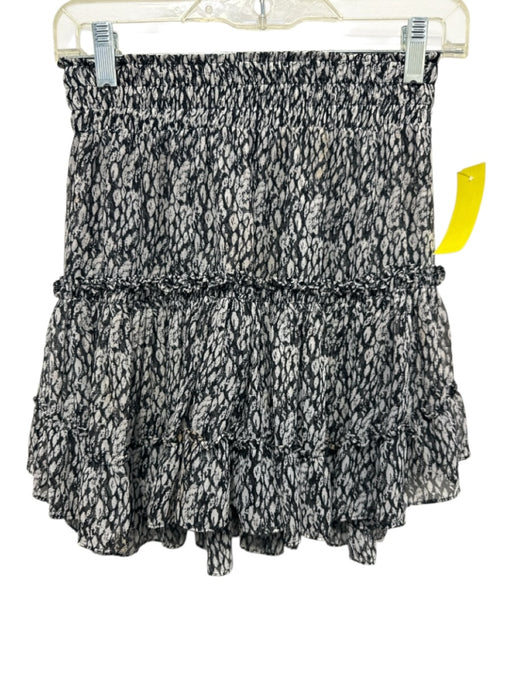 Misa Size S Black & White Polyester Elastic Waistband Abstract Print Mini Skirt Black & White / S