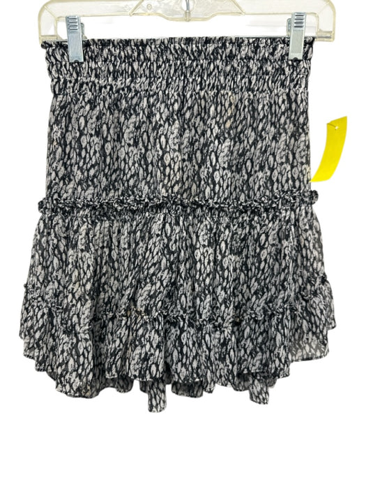 Misa Size S Black & White Polyester Elastic Waistband Abstract Print Mini Skirt Black & White / S