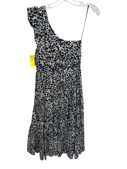 Karina Grimaldi Size S Black, White, Yellow Cotton One Shoulder Midi Dress Black, White, Yellow / S