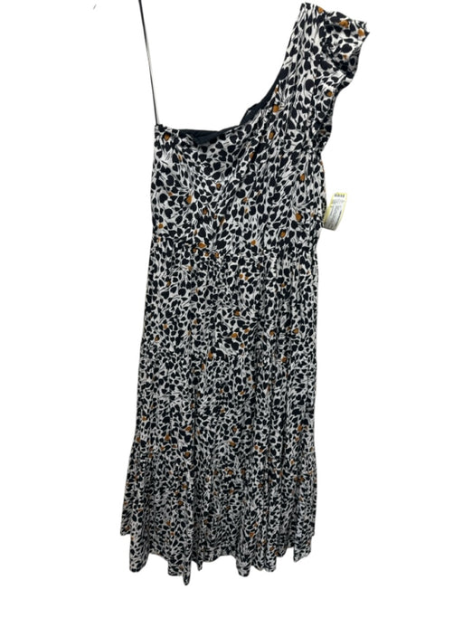 Karina Grimaldi Size S Black, White, Yellow Cotton One Shoulder Midi Dress Black, White, Yellow / S