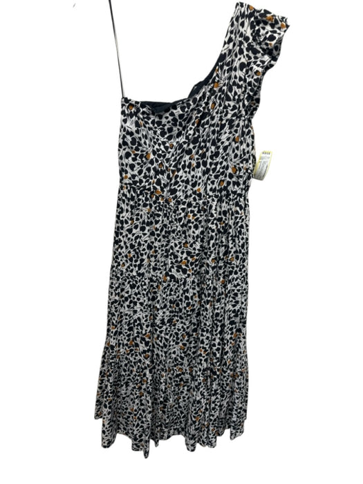 Karina Grimaldi Size S Black, White, Yellow Cotton One Shoulder Midi Dress Black, White, Yellow / S