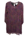 Ba&sh Size S Purple, Red, Black Viscose Puff 3/4 Sleeve Abstract Print Dress Purple, Red, Black / S