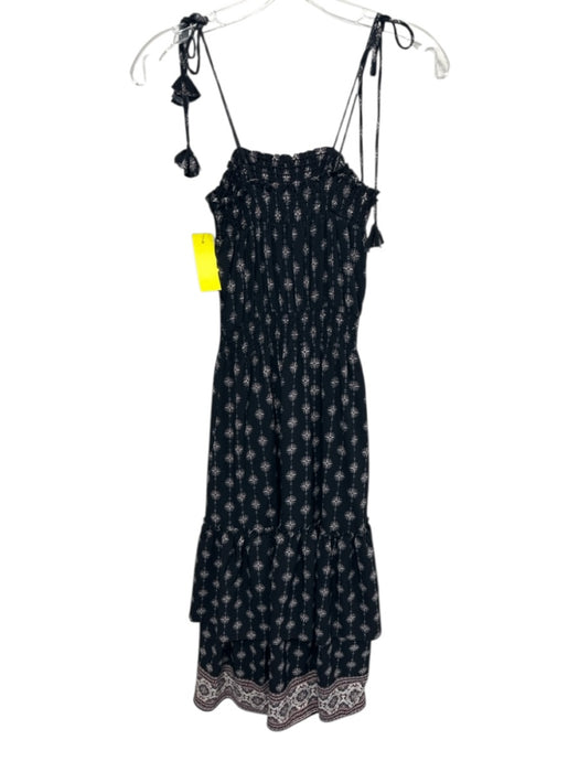 Misa Size M Black, White, Pink Viscose Spaghetti Strap Smocked Detail Midi Dress Black, White, Pink / M