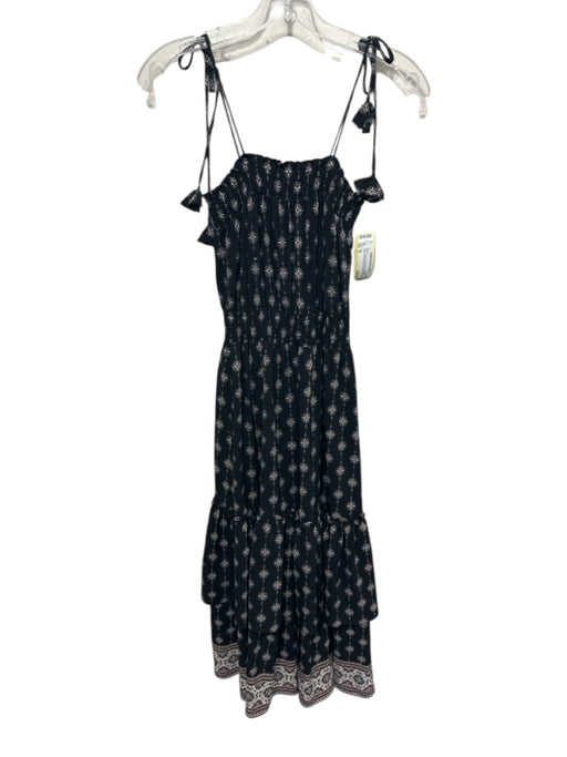 Misa Size M Black, White, Pink Viscose Spaghetti Strap Smocked Detail Midi Dress Black, White, Pink / M
