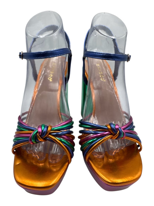 Bamboo Shoe Size 8 Pink, Green, Blue Manmade Material Knot Strappy Sandals Pink, Green, Blue / 8