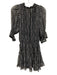 Misa Size S Black & Multi Viscose 3/4 Sleeve Sheer All Over Print Dress Black & Multi / S