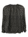 Veronica Beard Size S Navy & Multi Cotton Long Sleeve Floral Split Neck Top Navy & Multi / S