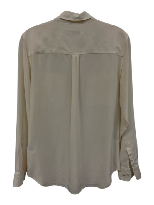 Equipment Femme Size S White Silk Long Sleeve Button Up Collar Pockets Top White / S