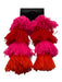 Misa Pink, Red, Orange Yarn Pom Pom Dangle Hook Earrings Pink, Red, Orange