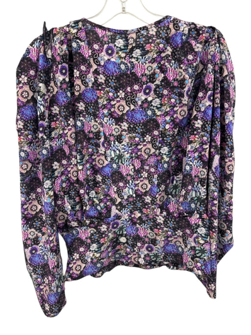 Isabel Marant Size 38 Pink, Purple, Multi Silk Blend Long Sleeve Split Neck Top Pink, Purple, Multi / 38