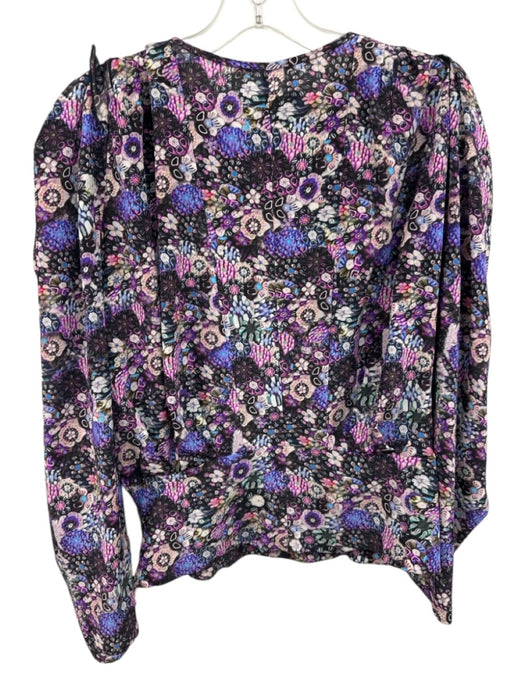 Isabel Marant Size 38 Pink, Purple, Multi Silk Blend Long Sleeve Split Neck Top Pink, Purple, Multi / 38