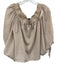 Misa Size S Beige & Purple Viscose Wide Sleeve Elastic Neck Cold Shoulder Top Beige & Purple / S