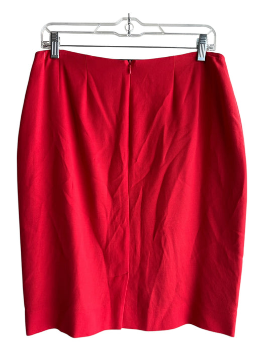 Lafayette 148 Size 10 Red Viscose & Cotton Lined Solid Back Zip Skirt Red / 10