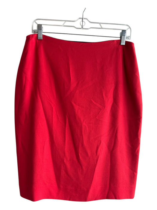 Lafayette 148 Size 10 Red Viscose & Cotton Lined Solid Back Zip Skirt Red / 10