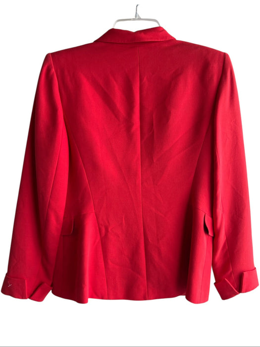 Lafayette 148 Size 8 Red Viscose & Cotton Lined Solid 2 Button Jacket Red / 8