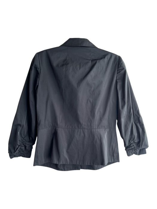 Jon Size 10 Black Polyester Acetate Tie Detail Ruched 3/4 Sleeve Jacket Black / 10