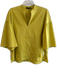 Lafayette 148 Size S Yellow Cotton Blend V Neck Solid Mandarin Collar Tunic Top Yellow / S