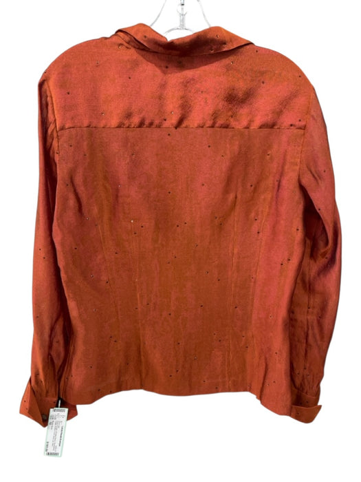 Reem Acra Size 10 Rust Orange Acetate Blend Rhinestone Detail Back Zip Skirt Set Rust Orange / 10