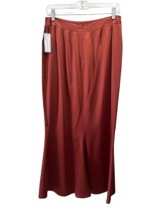 Reem Acra Size 10 Rust Orange Acetate Blend Rhinestone Detail Back Zip Skirt Set Rust Orange / 10