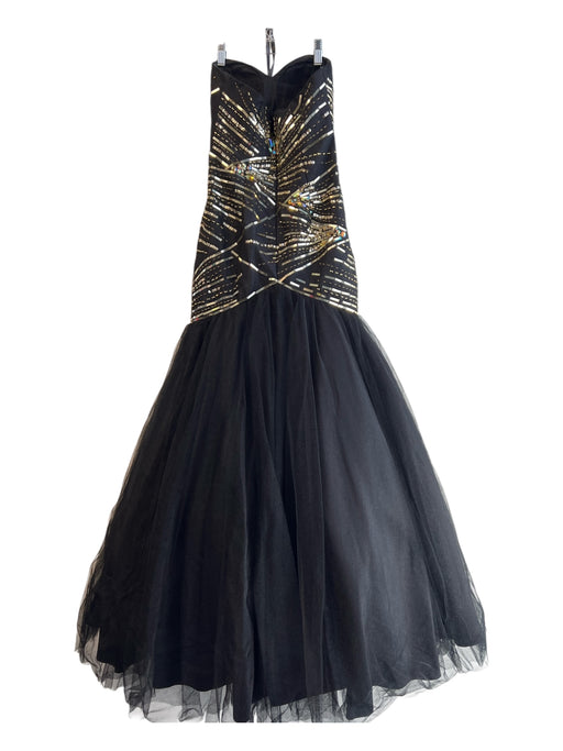 Tony Bowls Size 0 Black Polyester Strapless Sweetheart Beaded Back Zip Dress Black / 0