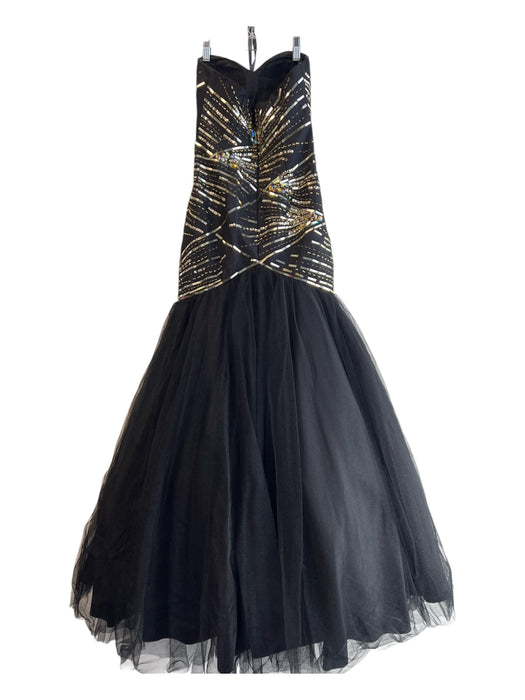 Tony Bowls Size 0 Black Polyester Strapless Sweetheart Beaded Back Zip Dress Black / 0