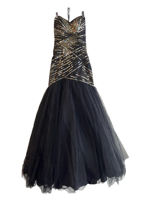 Tony Bowls Size 0 Black Polyester Strapless Sweetheart Beaded Back Zip Dress Black / 0