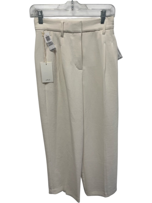 Wilfred Size 0 Cream Polyester High Rise Zip Fly Wide Leg Trouser Pants Cream / 0