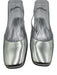 Sam Edelman Shoe Size 6.5 Silver Patent Leather Square Toe Low Block Heel Pumps Silver / 6.5