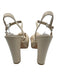 Paige Shoe Size 6 Cream Leather Silver Buckle Peep Toe High Block Heel Sandals Cream / 6