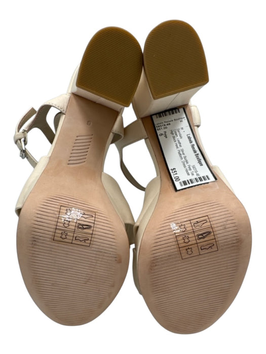 Paige Shoe Size 6 Cream Leather Silver Buckle Peep Toe High Block Heel Sandals Cream / 6