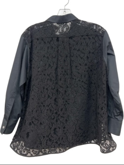 Sacai Size S Black 3/4 Sleeve Lace Back Buttons Collar Top Black / S