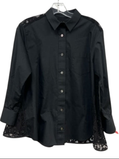 Sacai Size S Black 3/4 Sleeve Lace Back Buttons Collar Top Black / S
